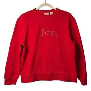 VTG Classic Elements Red Joy Embellished Crewneck Sweatshirt Women's SZ M Cotton